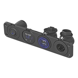 Kit d'installation : prise DIN + voltmètre + port USB 2x type A 4200mA