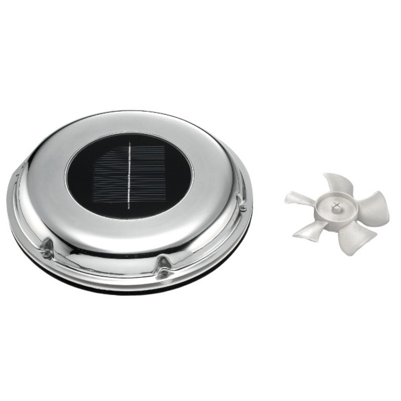 Aérateur inox solaire silencieux autonome extra plat avec interrupteur