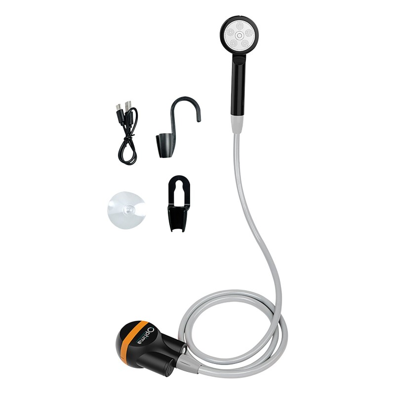 Douche Portable Rechargeable USB Pour Camping – Batterie 2200mAh, Autonomie 60 Min, Débit 4-5L/min, Avec Pompe Et Ventouse