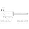 16 Rivets diamètre 3,2 mm Longueur 8 mm