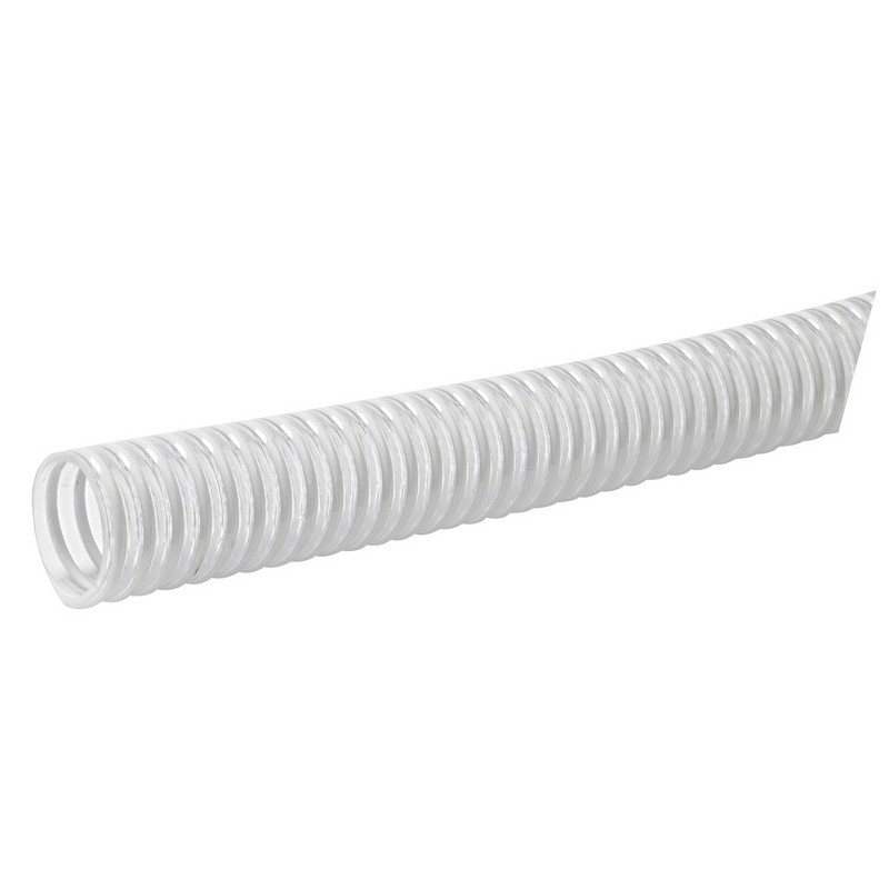 Tuyau avec spirale en PVC blanc diamètre intérieur 25 mm
