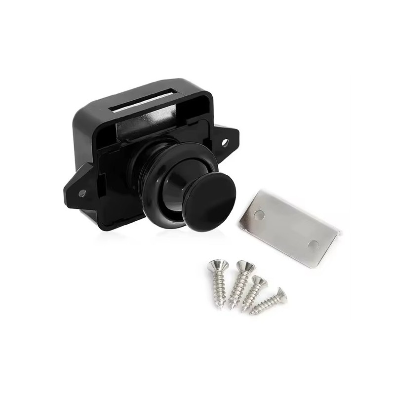 Serrure Push Lock Maxi Noir avec butée de fermeture