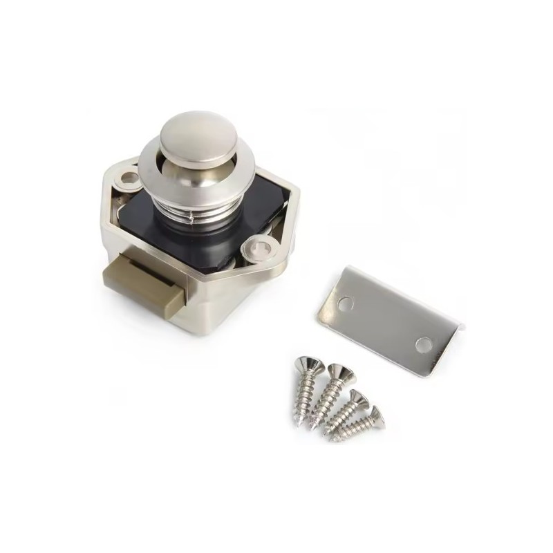 Serrure Push Lock Mini Gris clair avec butée de fermeture