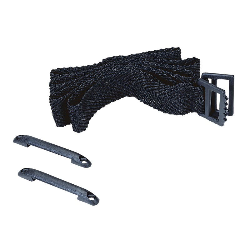 Sangle noir L. 1,30 M avec 2 pontets - Fixation Bidon / Batterie