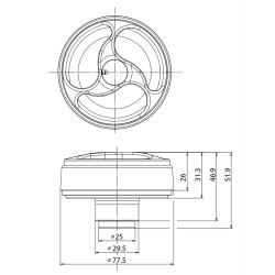 Bouchon noir avec 2 clés pour coupelle de remplissage
