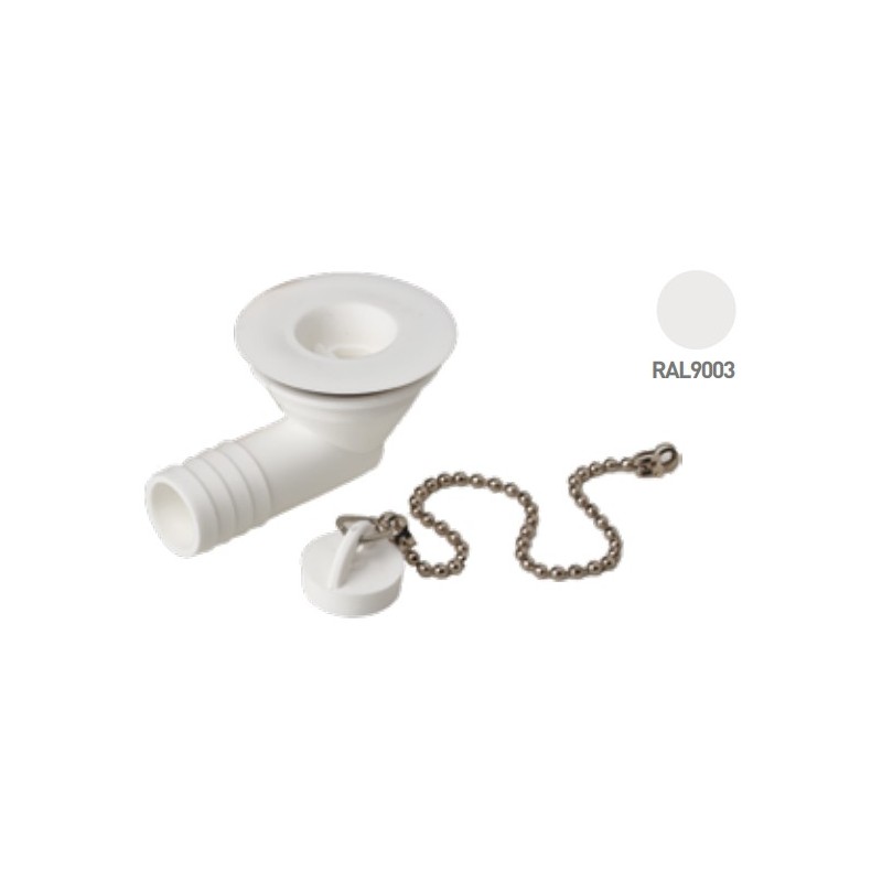 Bonde coudée D.25 mm - Filetage 31mm avec bouchon - ZADI