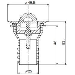 Bonde droite D.20 mm - Filetage 31mm avec bouchon - ZADI