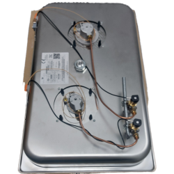 Plaque de cuisson gaz encastrée avec couvercle en verre - 2 brûleurs