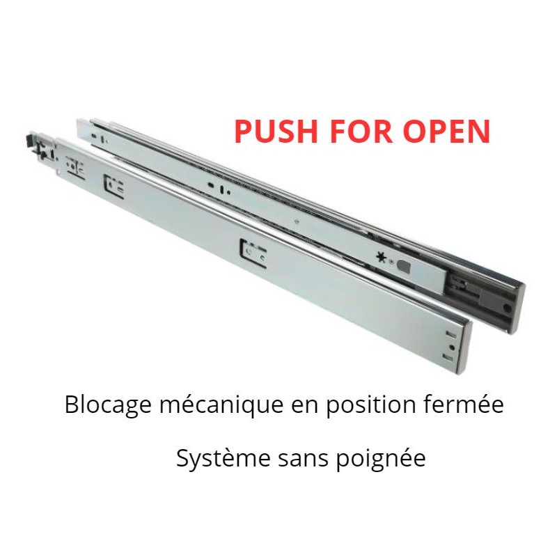 Coulisses 550 mm Push - Tiroir système PUSH FOR OPEN - La Paire