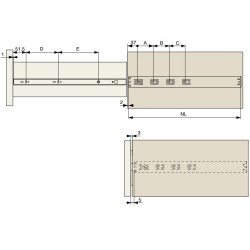 Coulisses 550 mm Push - Tiroir système PUSH FOR OPEN - La Paire