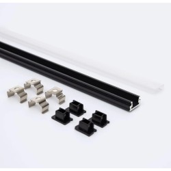 Profilé Aluminium Noir En Saillie 12x8 pour Rubans LED jusqu'à 8 mm - Capot Semi Transparent