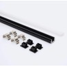 Profilé Aluminium Noir En Saillie 12x8 pour Rubans LED jusqu'à 8 mm - Capot Semi Transparent