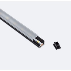 Profilé Aluminium Noir En Saillie 12x8 pour Rubans LED jusqu'à 8 mm - Capot Semi Transparent