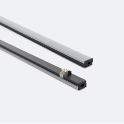 Profilé Aluminium Noir En Saillie 12x8 pour Rubans LED jusqu'à 8 mm - Capot Semi Transparent