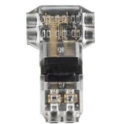 Connecteur Type T 2 Pôles pour Câble Non Dénudé de 0,5mm pour Ruban LED IP40