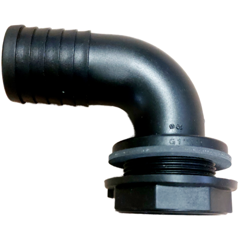 Raccord coudé sortie 40 mm - noir à visser 1 1/4'