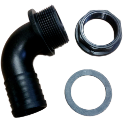 Raccord coudé sortie 40 mm - noir à visser 1 1/4'