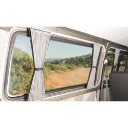 Rideaux intérieurs occultants noirs et gris - Ford Transit Custom 2012/2023 - Coté droite porte coulissante