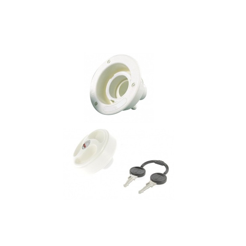 Goulotte de remplissage avec bouchon à clés de couleur blanc - Sortie D. 40mm