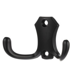 Patère double - Porte Manteau serviette torchon- En zamac noir mat