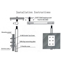 Pied de table rotatif 360° amovible - Noir