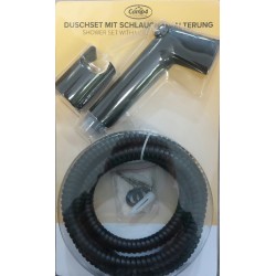 Ensemble douchette NOIR MAT avec flexible de 1,5 m et support, coulissant - CAMP 4