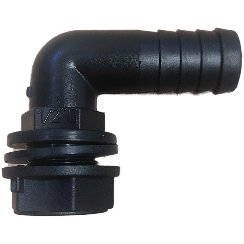 Raccord coudé sortie 20 mm - noir à visser 1/2'