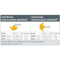 Raccord coudé pour pompe à eau - Pour tuyau de diamètre intérieur 10 mm - LILIE