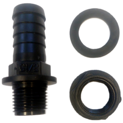 Raccord droit sortie 20 mm - noir à visser 1/2'