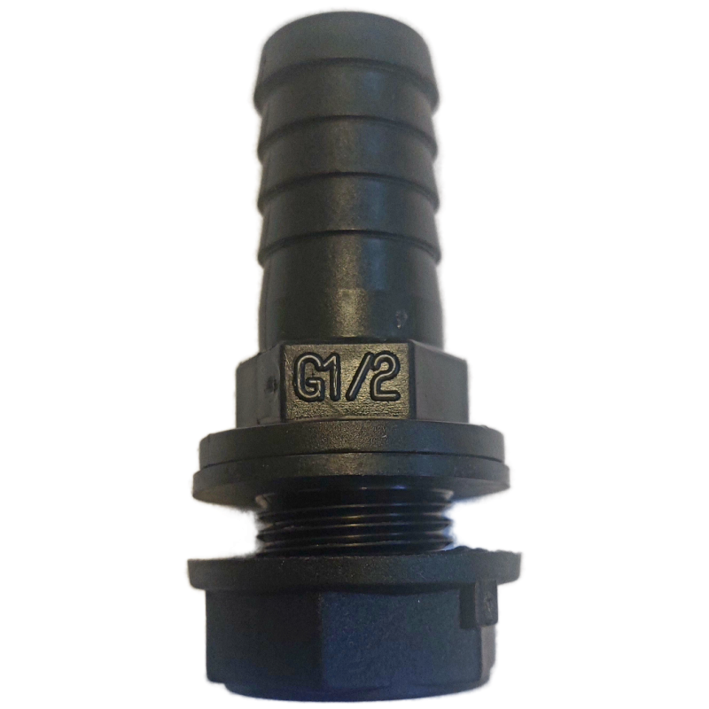 Raccord droit sortie 20 mm - noir à visser 1/2'