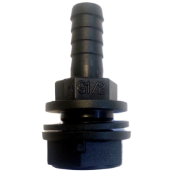 Raccord droit sortie 12 mm - noir à visser 1/2'