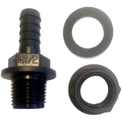 Raccord droit sortie 12 mm - noir à visser 1/2'