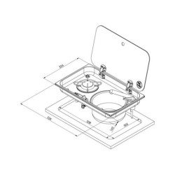 Evier + Gaz avec couvercle - 526 mm x 326 mm - CARBEST