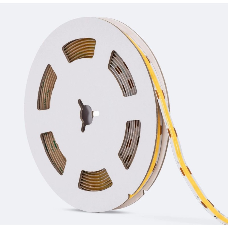 Ruban LED 12V Couleur Blanc COB 320 LED/m 5m 10W/m 1000lm/m Largeur 8mm Coupe 2.5cm IP20 CRI90