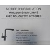 Mitigeur carré avec douchette extractible + cartouche C3 - Noir - HTD