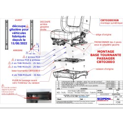 Trafic 3 X82 à partir de 2014 - Embase pivotante siège passager - SCOPEMA
