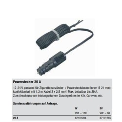 Fiche allume-cigare avec câble 2,5 mm² pré-câblé 20 A - PRO CAR