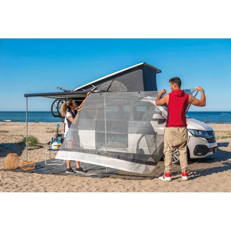 Paroi frontale Sun View XL pour VW T5, 250 cm de large, 190 cm de haut