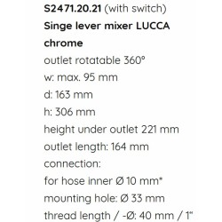 Mitigeur monocommande Lucca rond, chromé - COMET