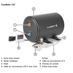 Chauffe-eau 10 Litres CozyWater 12V / 230V- CARBEST