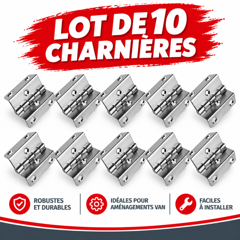 Lot de 10 charnières pour panneaux de 15 mm