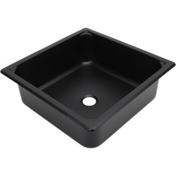 Evier inox noir carré 350x350x120 mm avec bonde et tuyau