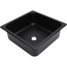 Evier inox noir carré 350x350x120 mm avec bonde et tuyau