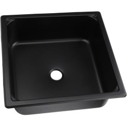 Evier inox noir carré 350x350x120 mm avec bonde et tuyau