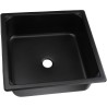 Evier inox noir carré 350x350x120 mm avec bonde et tuyau