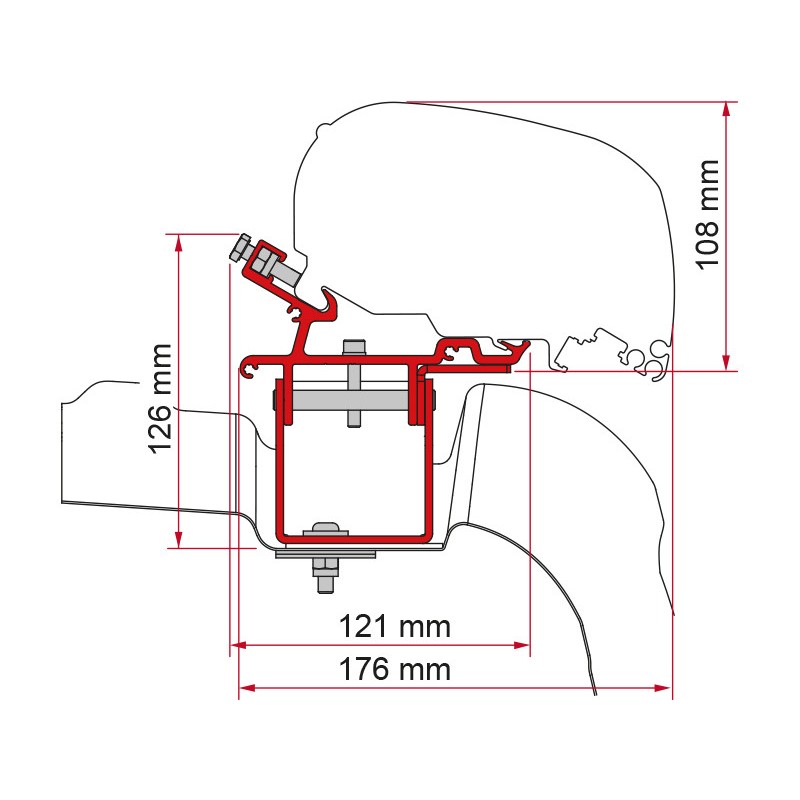Kit adaptateur Fiamma, 3 pcs VW Crafter / MAN L3H3 sans Roof Rail