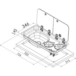 Evier + Gaz avec couvercle - 726 mm x 346 mm - CARBEST
