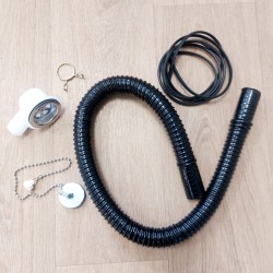 Evier inox noir carré 350x350x120 mm avec bonde et tuyau