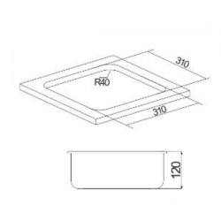Evier inox noir carré 350x350x120 mm avec bonde et tuyau
