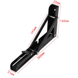 Equerres pliantes noires rabattables acier (par 2) - 160 x 300 mm